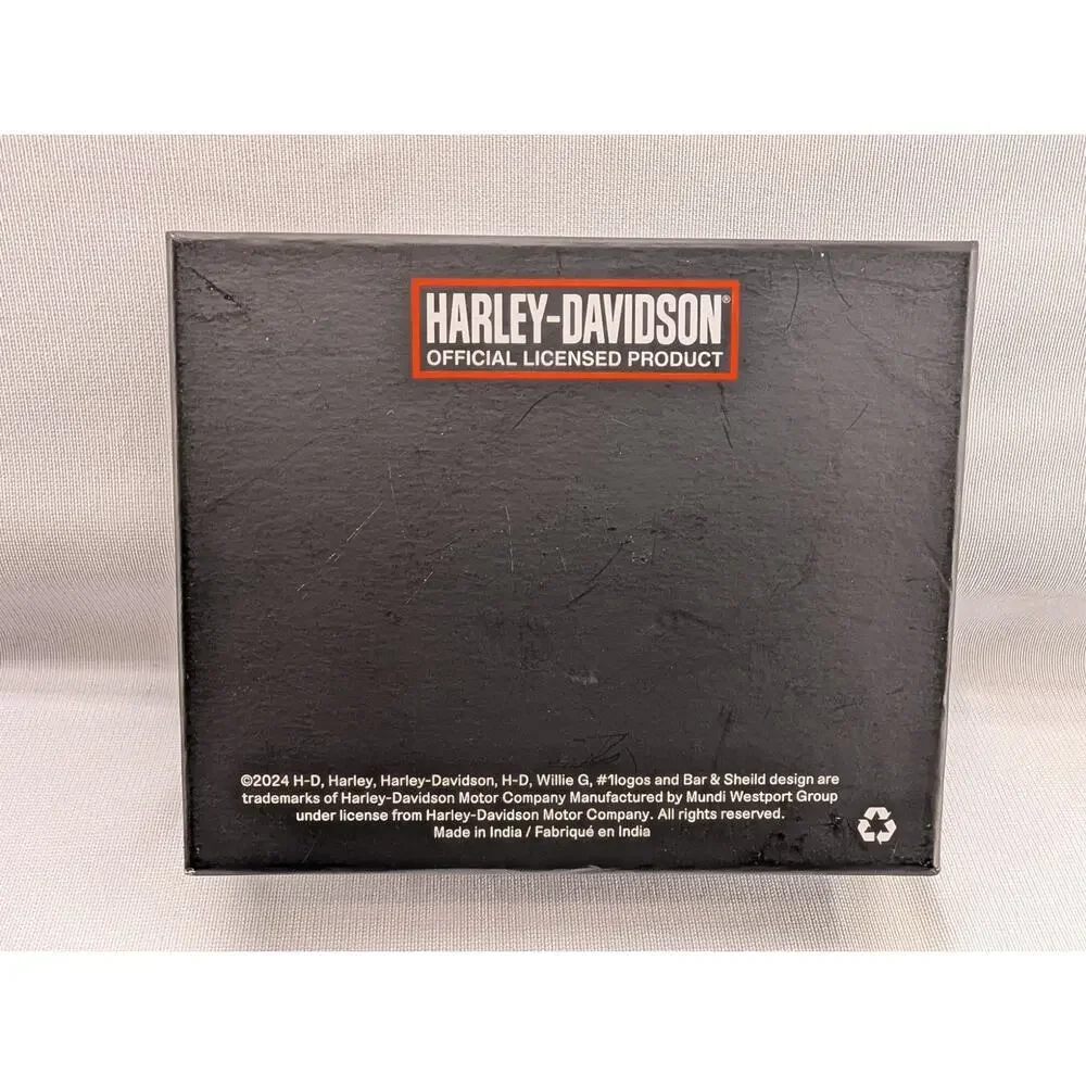 New Harley Davidson Men's Leather RFID Blocking Trifold Leather Wallet in Black